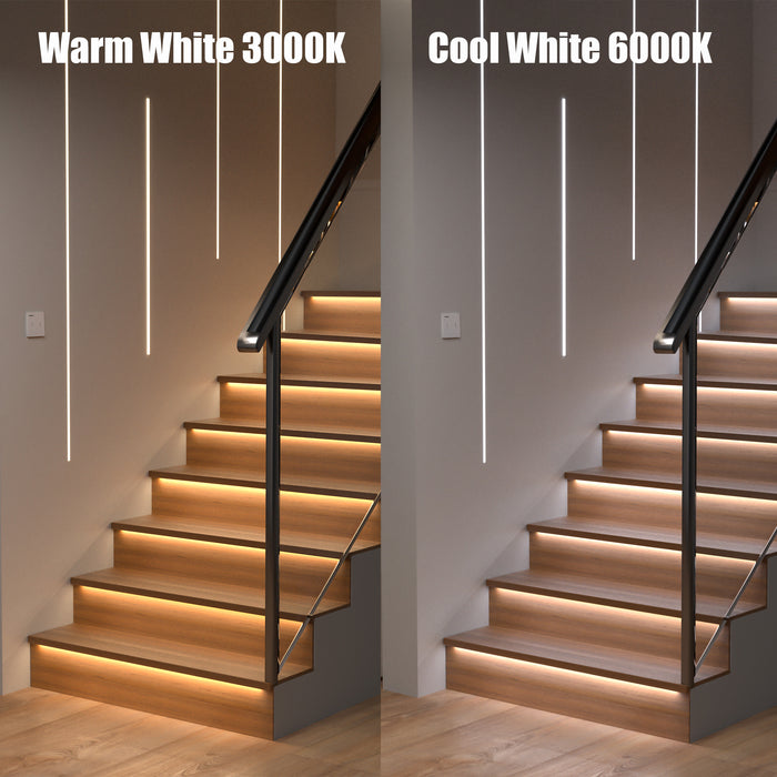 KOMIGAN Motion Sensor with Daylight Sensor LED Stair Light Kit KMG-4233, 40 Inches Long Cuttable LED Light for Indoor Staircase - KOMIGAN