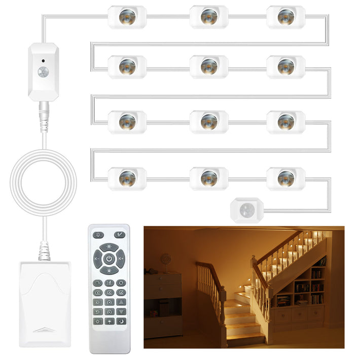 KOMIGAN Intelligent Motion Sensor With Daylight Sensor LED Stair Lighting Kit KMG-25, 6 Lighting Modes Dimmable Adjustable color temperature 3000K-6000K