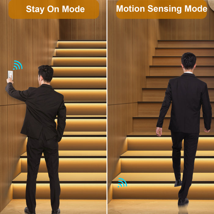 KOMIGAN KMG-3233 Intelligent Motion-Activated LED Stair Lighting Kit, Cuttable 3000K Warm White LED Strip Light for Indoor Staircase