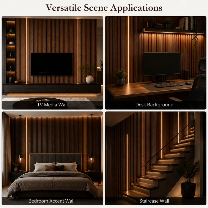 WT1-13 Smart Slat Wall Light Kit, 2×10ft LED Groove Lights for 13mm Slat Wall, 2700K–5000K Tunable White, App & Voice Control, Dimmable Cuttable Lighting