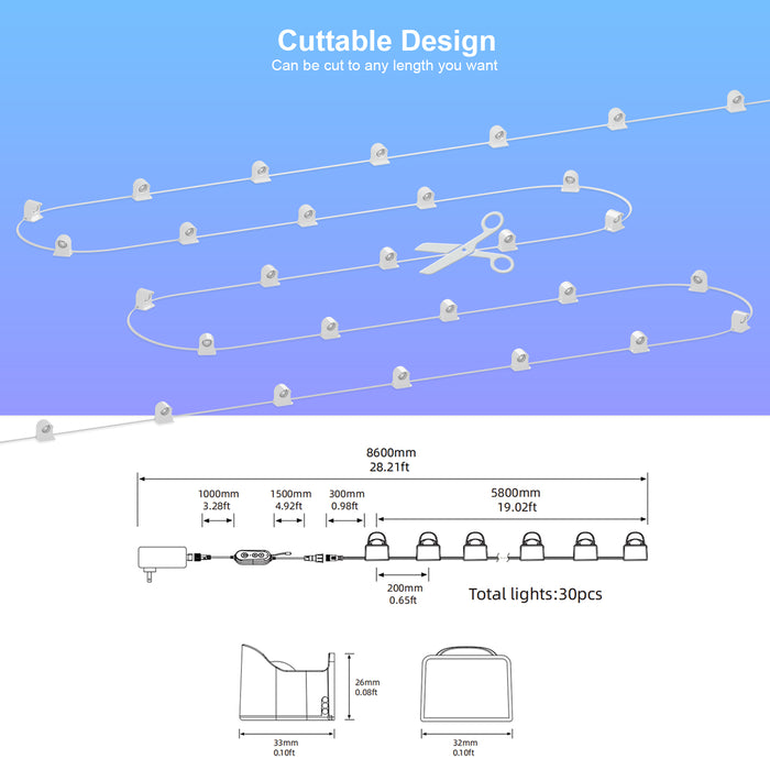 Permanent Indoor Lights, Smart RGB Indoor Lights with 108 Scene Modes, 28ft with 30 LED Eaves Lights for Valentines Day Decorations, Party