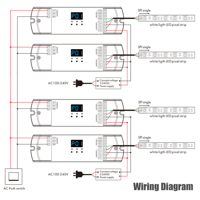 KOMIGAN Flowing Light Controller Kit KMG-35, 4 Pack 16.4ft Long Warm White 3000K IC Strip Light For Home Decoration Interior Design Profile Light