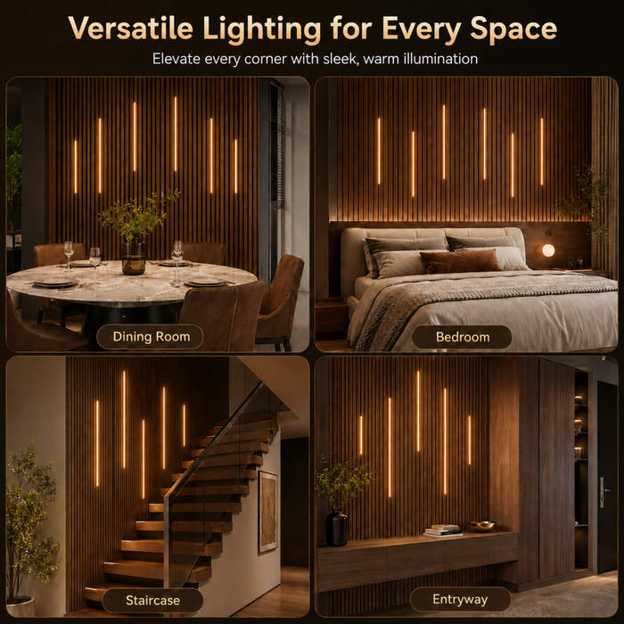 CT6(WT) LED Recessed Lighting Kit, 6-Pack Black LED Light Bars, 3000K–6000K Dimmable Adjustable Accent Lighting for Slat Wall, Headboard & Cabinets