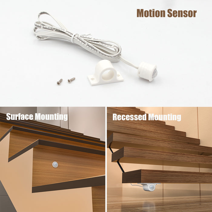 Motion Triggered with Daylight Sensor LED Stair Lighting Kit SSL-5616, 59 Feet Long Cuttable 3000K LED Strip Light Supports Up to 18 Steps Indoor LED Stair Lights