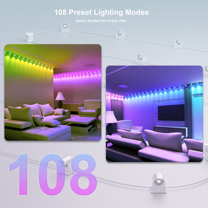 Permanent Indoor Lights, Smart RGB Indoor Lights with 108 Scene Modes, 28ft with 30 LED Eaves Lights for Valentines Day Decorations, Party