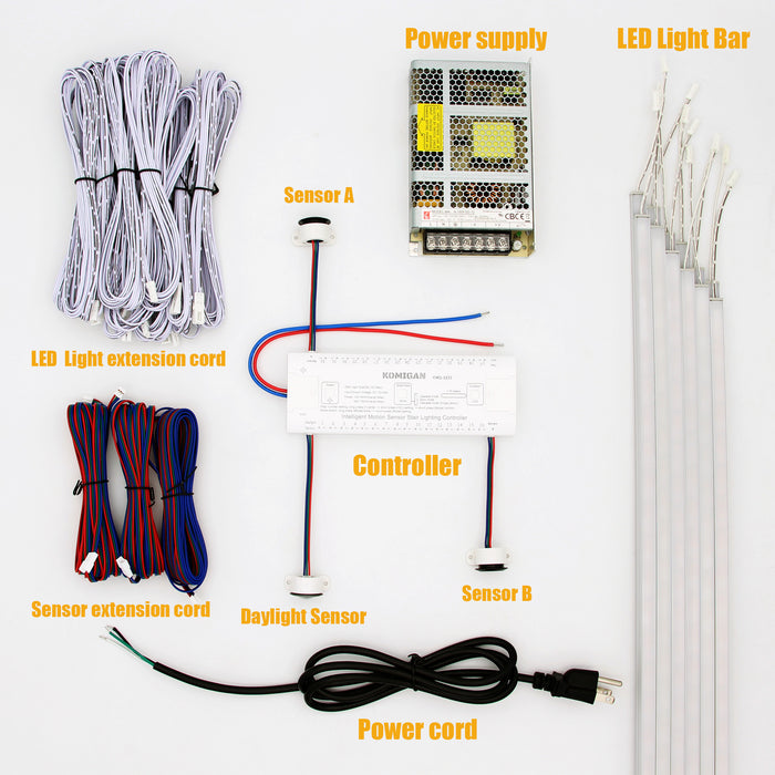 KOMIGAN Motion Sensor LED Stair Lighting Kit KMG-3233, 36 Inches Length Warm White 3000K Aluminum LED Light Bar for Indoor Staircase - KOMIGAN