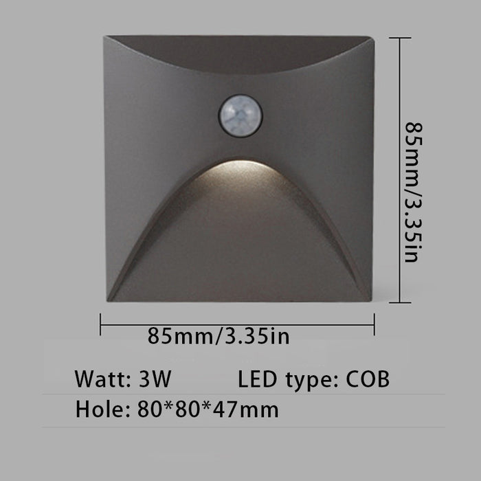 Recessed Motion Sensor LED Step Light 110V AC Input 5W LED Wall Embedded Outdoor Indoor Stair Light KMG-2285, Warm White 3000K Deck Lights Staircase Lighting