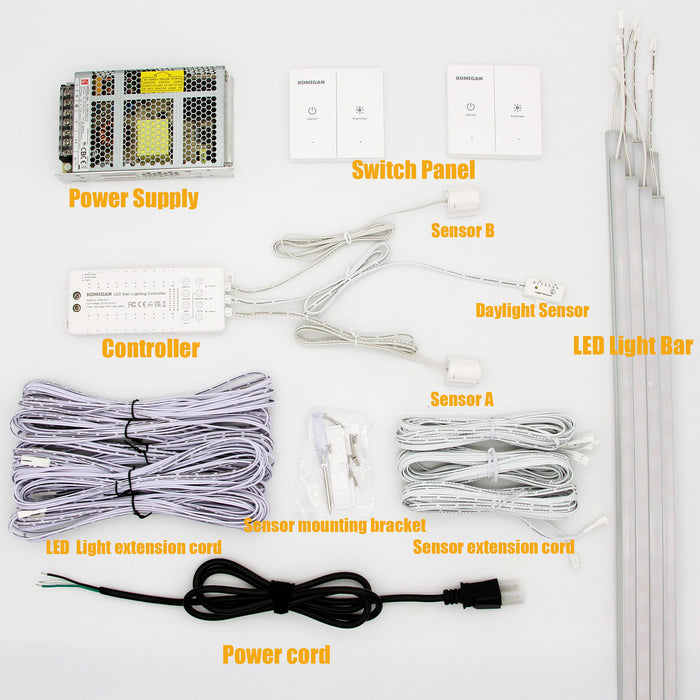 KOMIGAN Motion Sensor with Daylight Sensor LED Stair Light Kit KMG-4233, 23.6 Inches LED Light Bar for Indoor Staircase - KOMIGAN