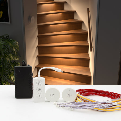 KOMIGAN Wireless Remote Control LED Step Light LED Stair Lighting Kit KMG-8497, Tuya App Control Vioce Control - KOMIGAN