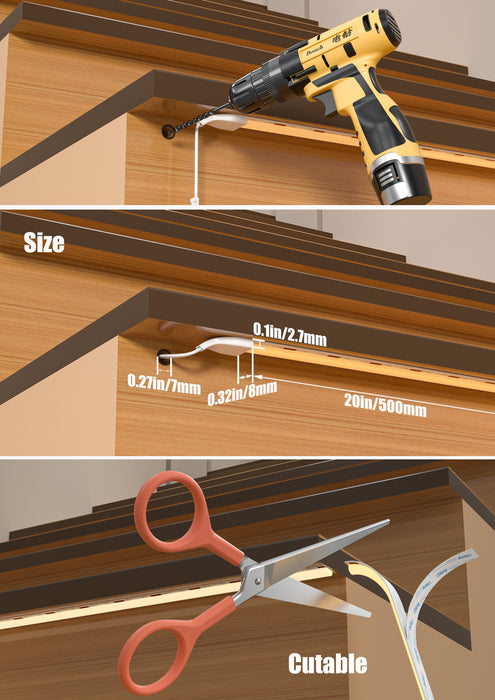 KOMIGAN Motion Sensor With Daylight Sensor Sync Type LED Stair Lighting Kit SSL-0516, 20 Inches Long Strip Light for Indoor Staircase - KOMIGAN