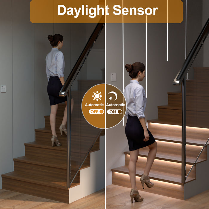 KOMIGAN Motion Sensor with Daylight Sensor LED Stair Light Kit KMG-4233, 60 Inches Long Cuttable LED Light for Indoor Staircase - KOMIGAN