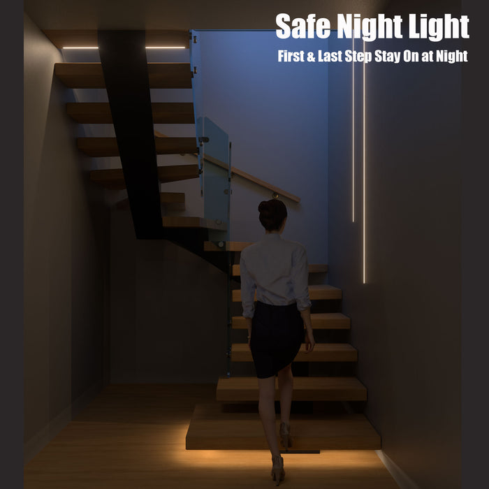 Motion-Activated LED Stair Lighting Kit DE-320, 3000K Cuttable Strip Light for Indoor Floating Mono Stringer & Cantilever Stairs