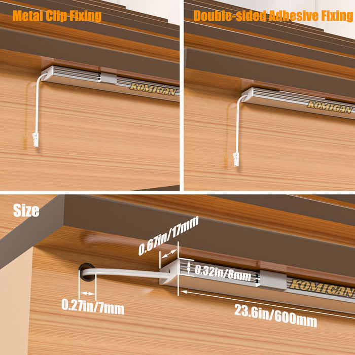 KOMIGAN 23.6 Inches Long LED Light Bar With 19.7ft Long Extension Cable Used For LED Stair Lighting LED Step Lights (4 Pack) - KOMIGAN